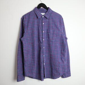American Eagle Top Mens Purple Plaid Classic Fit Long Sleeve Flannel Size Large